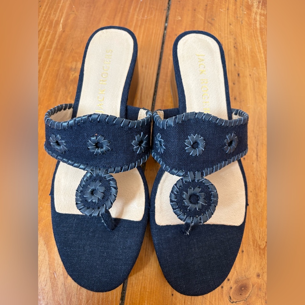 NWOT Jack Rogers Platform Wedge Flip Flop Sandals in Denim, US Women’s Size 8.5 - Picture 7 of 10